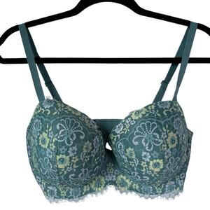Victorias Secret Dream Angels Demi Bra 36DDD Teal Lace Lightly Lined Flirty Sexy